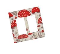 Placca decorativa per presa a parete, 2 moduli Duplex, colore rosso e bianco, a forma di fungo, copertura per interruttore della luce, piastra decorativa da parete, 12,7 x 7,6 cm, in materiale