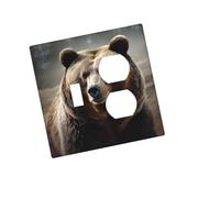 Placca decorativa per presa a parete, 2 moduli, Duplex, con bordo orso, copertura per interruttore della luce, piastra decorativa da parete, 12,7 x 7,6 cm, in materiale termoplastico, dimensioni