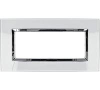 Placca Delux Vetro 506 7M Bianco Compatibile con Vimar Arke'