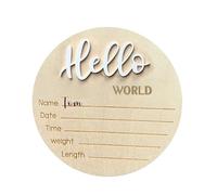 Placca Di Annuncio Neonato - Baby Bash Bash Wooden, Rustic Welcome Round Wall Hanging | Di Arredamento Per Arrivo Per Bambini Per La Scuola Materna, Rivelazione 'ospedale, Ricordo