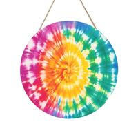 Placca di benvenuto in legno per porta d'ingresso, 30 cm, con motivo a vortici di colori arcobaleno, decorazione per casa colonica