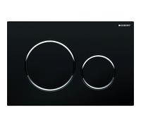Placca di Copertura 2 Tasti Sigma 20 Geberit Nera Bordi Tasti Cromati