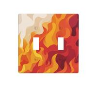 Placca di copertura a doppia banda, motivo fiamme astratte e forme di fumo, decorazione per interruttore da parete, dimensioni standard, 11,4 x 11,4 cm