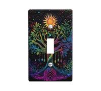 Placca di copertura colorata per interruttore della luce dell'albero della vita, arte arcobaleno per la decorazione della casa, stile etnico bohémien, perfetta per soggiorno, termoplastica, dimensioni
