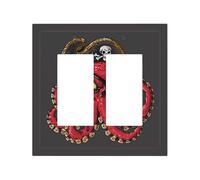Placca di copertura decorativa per interruttore della luce, 2 gang piastre da parete di medie dimensioni 12,4 x 12,7 cm, illustrazione pirata polipo, piastra da parete, in policarbonato termoplastico