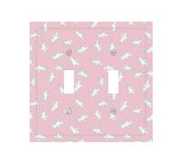 Placca di copertura decorativa per interruttore della luce, 2 gang piastre da parete di medie dimensioni 12,4 x 12,7 cm, moderno cavaliere cavaliere bianco rosa coperture da parete, policarbonato