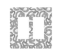 Placca di copertura decorativa per interruttore della luce, 2 gang piastre da parete di medie dimensioni 12,4 x 12,7 cm, semplici linee nere carino serpente copertura da parete, in policarbonato