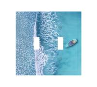 Placca di copertura decorativa per interruttore della luce, 2 gang piastre da parete di medie dimensioni 12,4 x 12,7 cm, onde e barche sulla spiaggia, piastra da parete, in policarbonato termoplastico