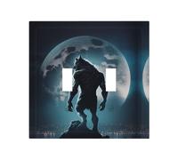 Placca di copertura decorativa per interruttore della luce, 2 gang piastre da parete di medie dimensioni 12,4 x 12,7 cm, Moon Wolf Warrior, piastra da parete, in policarbonato termoplastico