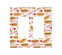 Placca di copertura decorativa per interruttore della luce, 2 gang piastre da parete di medie dimensioni 12,4 x 12,7 cm, per amanti degli hot dog, piastra da parete, in policarbonato termoplastico