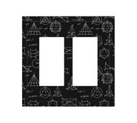 Placca di copertura decorativa per interruttore della luce, 2 piastre da parete di medie dimensioni 12,4 x 12,7 cm, equazione stampa matematica nera coperture presa piastra da parete, policarbonato