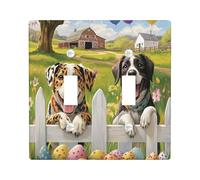 Placca di copertura decorativa per interruttore della luce a 2 bande con doppia levetta, per fattoria, staccionata, uova, cuccioli, piastra elettrica per camera da letto