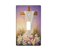 Placca di copertura decorativa per interruttore della luce a forma di croce pasquale primaverile, 1 interruttore singolo, uova di fiori selvatici natura piastra elettrica per stanza, quadro quadro