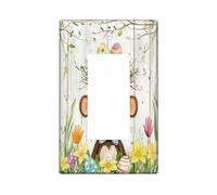 Placca di copertura decorativa per interruttore della luce a forma di scimmia pasquale, 1 banda, interruttore elettrico rustico con animali di campagna, stampa in legno per camera