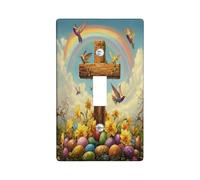 Placca di copertura decorativa per interruttore della luce con croce pasquale primaverile, 1 interruttore singolo, piastra elettrica con uova di fiori selvatici natura, pannello elettrico scenico per