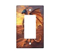Placca di copertura decorativa per interruttore della luce con draghi occidentali magici, 1 banda singola, piastra elettrica a tema deserto fantasy per cucina e bagno, decorazione con animali