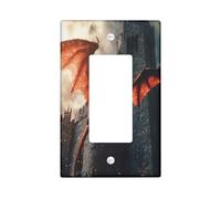 Placca di copertura decorativa per interruttore della luce con draghi occidentali magici, 1 banda singola, mascherina elettrica vintage fantasy castello per cucina bagno, decorazione con animali