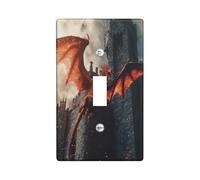 Placca di copertura decorativa per interruttore della luce con draghi occidentali magici, 1 gang singola, mascherina elettrica vintage fantasy castello per cucina bagno, decorazione con animali
