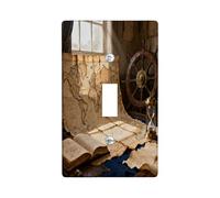 Placca di copertura decorativa per interruttore della luce con mappa del tesoro vintage, 1 interruttore singolo, piastra elettrica estetica con mappa nautica per stanza, quadro elettrico per rotta