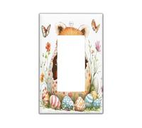 Placca di copertura decorativa per interruttore della luce con panda rosso, 1 banda, a bilanciere singolo, divertente, simpatico, uova, animale, elettrico, fiori, fiori di campo, per camera da letto