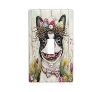Placca di copertura decorativa per interruttore della luce del Boston Terrier di Pasqua primaverile, 1 interruttore singolo, piastra elettrica rustica per cuccioli di campagna, stampa fattoria piastra