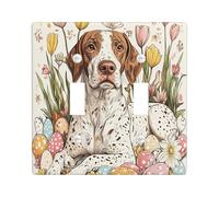 Placca di copertura decorativa per interruttore della luce del cane a pelo corto tedesco pasquale 2 gang doppio interruttore, piastra elettrica vintage floreale per la stanza, divertente copertura