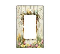 Placca di copertura decorativa per interruttore della luce del cane di Pasqua Primavera Brittanys a 1 banda, piastra elettrica rustica per cuccioli di campagna, stampa fattoria piastra elettrica per