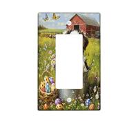 Placca di copertura decorativa per interruttore della luce del cane di Pasqua Primavera di Pasqua Brittanys 1 banda singola a bilanciere, piastra elettrica per la stanza