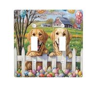 Placca di copertura decorativa per interruttore della luce del cane Labrador Retriever di Pasqua, con 2 interruttori a doppia levetta, piastra elettrica per recinzione di fattoria per cuccioli