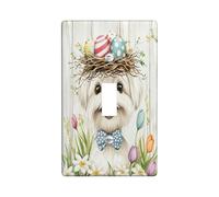 Placca di copertura decorativa per interruttore della luce del cane maltese di Pasqua primaverile, 1 interruttore singolo, piastra elettrica rustica per cuccioli di campagna, stampa fattoria piastra