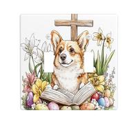 Placca di copertura decorativa per interruttore della luce del cane Spring Easter Corgi 2 gang doppio interruttore, uova di campagna, fiori e cuccioli, piastra elettrica divertente per la stanza