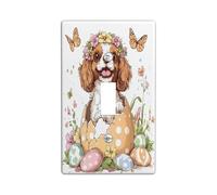 Placca di copertura decorativa per interruttore della luce del Cavalier King Charles Spaniel di Pasqua, 1 interruttore singolo, simpatica piastra elettrica per camera da letto