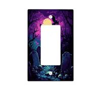 Placca di copertura decorativa per interruttore della luce del cimitero spaventoso di Halloween, 1 banda singola a bilanciere, panorama horror cimitero, piastra elettrica raccapricciante per camera da