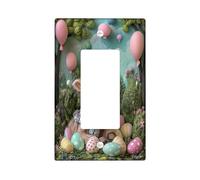 Placca di copertura decorativa per interruttore della luce della primavera, con bisonte pasquale e fauna selvatica, 1 banda singola a bilanciere, in feltro di lana stile uova di animali, piastra