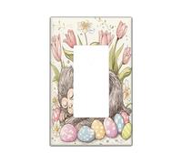Placca di copertura decorativa per interruttore della luce della primavera, scimmia pasquale, 1 banda, interruttore elettrico vintage con uova floreali animali per la stanza, divertente copertura per