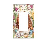 Placca di copertura decorativa per interruttore della luce di Pasqua Cavalier King Charles Spaniel a 1 banda, interruttore elettrico vintage con uova floreali per stanza, divertente copertura