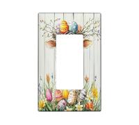 Placca di copertura decorativa per interruttore della luce di Pasqua primaverile pecora agnello 1 banda singola bilanciere, piastra elettrica rustica con animali di campagna, stampa in legno per