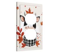 Placca di copertura dell'interruttore a forma di mucca autunnale, singola piastra a dondolo bianca e nera, decorazione della fattoria per l'autunno, giorno del Ringraziamento, decorazione della