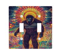 Placca di copertura dell'interruttore gorilla vibranti motivo giungla urbana colorata per decorazione della casa, piastre da parete in termoplastica, dimensioni standard doppio a dondolo