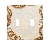 Placca di copertura per interruttore a catena, elegante e lussuoso anello scintillante N/a in plastica dorata, dimensioni standard, decorazione per camera da letto, bagno, cucina, ingresso