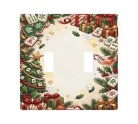 Placca di copertura per interruttore a doppia luce a tema natalizio | Mahjong Tile Accents, Scatole regalo per le vacanze, Decorazione dell'albero sempreverde, Tema stagionale invernale