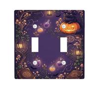 Placca di copertura per interruttore a doppia luce con gatto stregone e | Estetica Strega, Zucche Luminose, Libri Di Incantesimi E Pozioni, Sfondo Mistico Foresta, Atmosfera Incantata