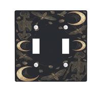 Placca di copertura per interruttore a doppia luce con scheletro got | Stile gotico, motivo luna celeste, tarme e ragnatele, estetica gotica studiosa, decorazione mistica per la casa