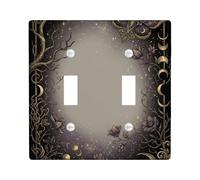 Placca di copertura per interruttore a doppia luce da parete | Tarme celeste, fasi lunari, vite botaniche, arte gotica, decorazione mistica