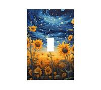 Placca di copertura per interruttore della luce a bilanciere singolo con girasole e cielo stellato, piastra decorativa da parete, facile da installare, copertura per casa, ufficio, cucina