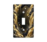 Placca di copertura per interruttore della luce a cascata, elegante gemma di roccia N/a in plastica dorata, dimensioni standard, piatti decorativi da parete per nuovo appartamento, casa, camera da
