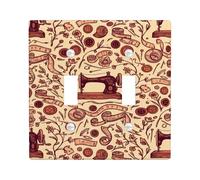 Placca di copertura per interruttore della luce a doppia macchina da cucire, vintage, artistica, senza plastica, beige, dimensioni standard, per soggiorno, camera da letto, casa, ufficio