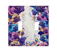 Placca di copertura per interruttore della luce a doppio carlino, forme colorate artistiche giocose con coriandoli nessuno viola plastica dimensioni standard piatti decorativi da parete per casa