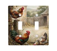 Placca di copertura per interruttore della luce a doppio gallo, rustica, in plastica marrone, dimensioni standard, decorazione da parete per casa, soggiorno, camera da letto, bagno