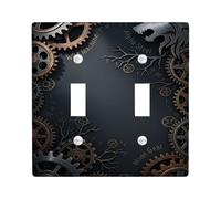 Placca di copertura per interruttore della luce a doppio ingranaggio, Steampunk industriale con rami di lupo, nessuna plastica bronzata, dimensioni standard, copertura per interruttore della luce a